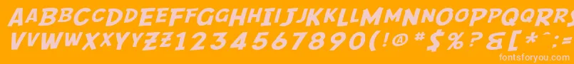 SF Comic Script Extended-Schriftart – Rosa Schriften auf orangefarbenem Hintergrund