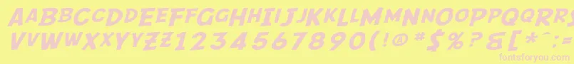 SF Comic Script Extended Font – Pink Fonts on Yellow Background