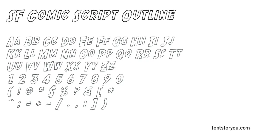 SF Comic Script Outline Font – alphabet, numbers, special characters
