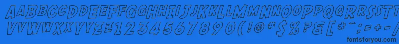 SF Comic Script Outline Font – Black Fonts on Blue Background