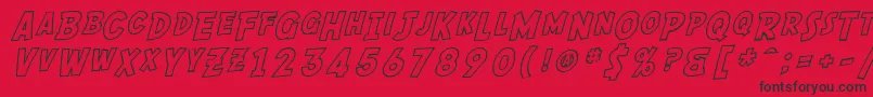 SF Comic Script Outline Font – Black Fonts on Red Background