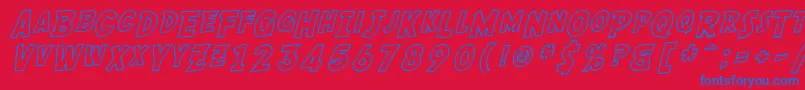 SF Comic Script Outline Font – Blue Fonts on Red Background