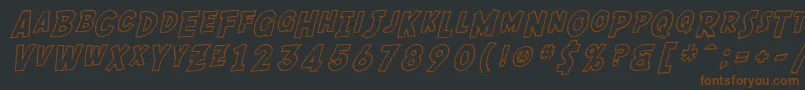 Подробнее о шрифте SF Comic Script Outline Шрифт SF Comic Script Outline – коричневые шрифты на чёрном фоне