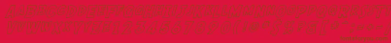 SF Comic Script Outline-Schriftart – Braune Schriften auf rotem Hintergrund