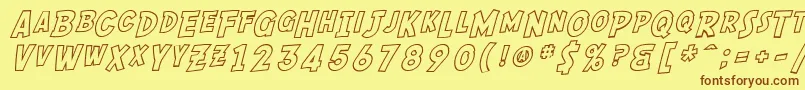 SF Comic Script Outline Font – Brown Fonts on Yellow Background