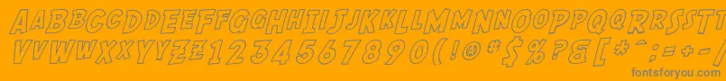Lisätietoja SF Comic Script Outline-fontista SF Comic Script Outline-fontti – harmaat kirjasimet oranssilla taustalla