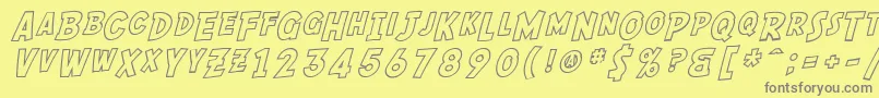 フォントSF Comic Script Outline – 黄色の背景に灰色の文字