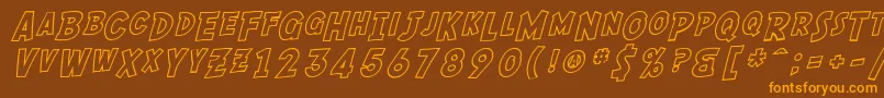SF Comic Script Outline Font – Orange Fonts on Brown Background