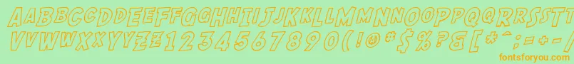 Czcionka SF Comic Script Outline – pomarańczowe czcionki na zielonym tle