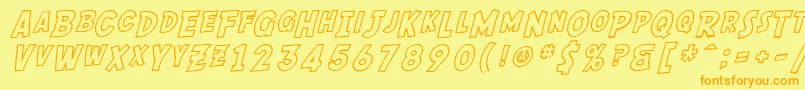 Saiba mais sobre a fonte SF Comic Script Outline Fonte SF Comic Script Outline – fontes laranjas em um fundo amarelo