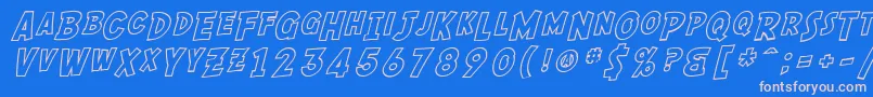 Подробнее о шрифте SF Comic Script Outline Шрифт SF Comic Script Outline – розовые шрифты на синем фоне