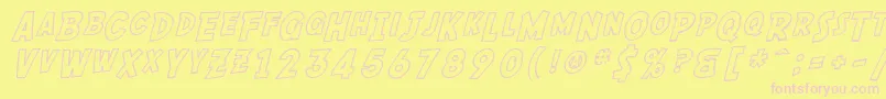 SF Comic Script Outline Font – Pink Fonts on Yellow Background