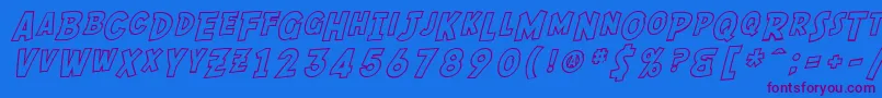 SF Comic Script Outline Font – Purple Fonts on Blue Background