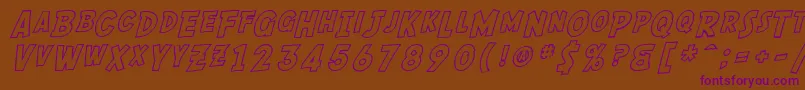 SF Comic Script Outline Font – Purple Fonts on Brown Background