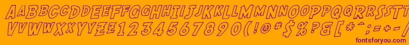 SF Comic Script Outline Font – Purple Fonts on Orange Background