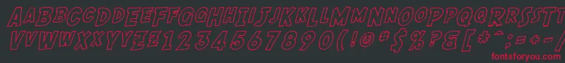 SF Comic Script Outline Font – Red Fonts on Black Background