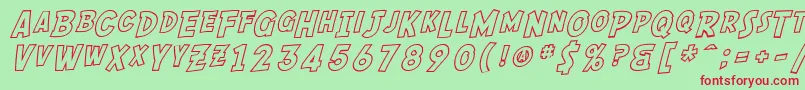 SF Comic Script Outline Font – Red Fonts on Green Background
