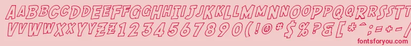 フォントSF Comic Script Outline – ピンクの背景に赤い文字