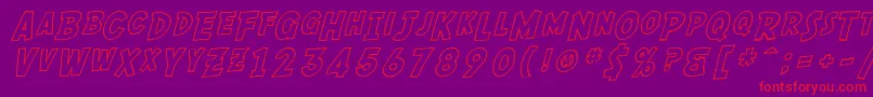 SF Comic Script Outline Font – Red Fonts on Purple Background