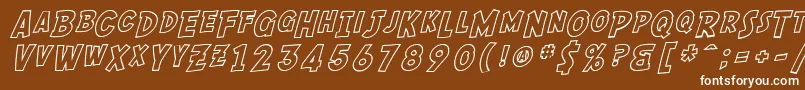 SF Comic Script Outline Font – White Fonts on Brown Background