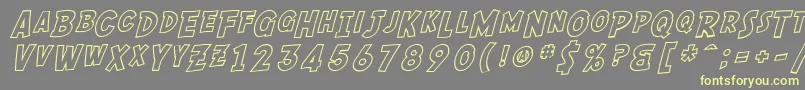 SF Comic Script Outline-Schriftart – Gelbe Schriften auf grauem Hintergrund
