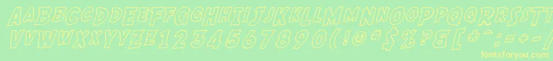 Lisätietoja SF Comic Script Outline-fontista SF Comic Script Outline-fontti – keltaiset fontit vihreällä taustalla
