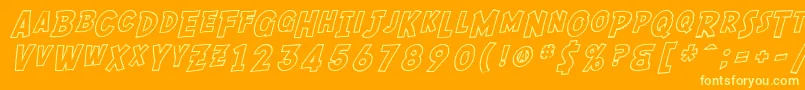 SF Comic Script Outline Font – Yellow Fonts on Orange Background