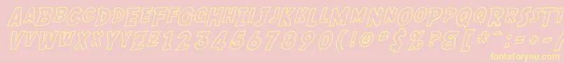 SF Comic Script Outline Font – Yellow Fonts on Pink Background