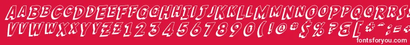 フォントSF Comic Script Shaded – 赤い背景に白い文字