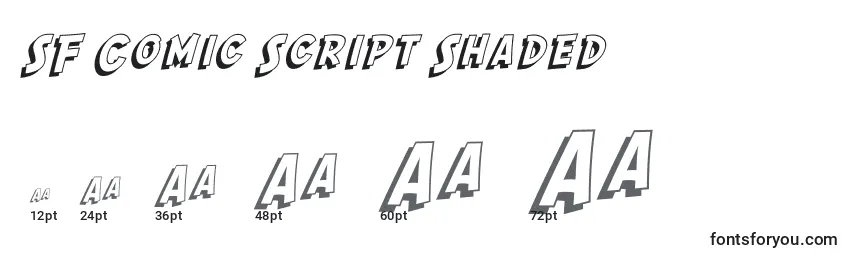 SF Comic Script Shaded Font Sizes