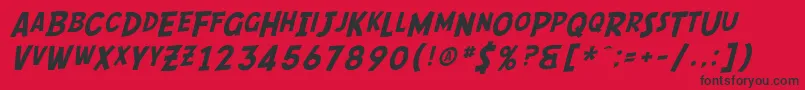 SF Comic Script Font – Black Fonts on Red Background