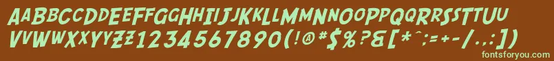 SF Comic Script Font – Green Fonts on Brown Background