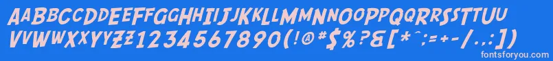 SF Comic Script Font – Pink Fonts on Blue Background
