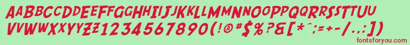 SF Comic Script Font – Red Fonts on Green Background