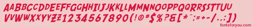 フォントSF Comic Script – ピンクの背景に赤い文字