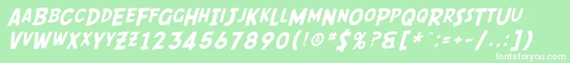 SF Comic Script Font – White Fonts on Green Background