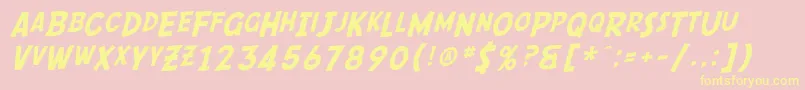 SF Comic Script-Schriftart – Gelbe Schriften auf rosa Hintergrund