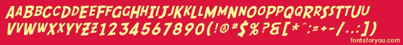 フォントSF Comic Script – 黄色の文字、赤い背景