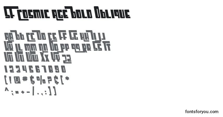 Schriftart SF Cosmic Age Bold Oblique – Alphabet, Zahlen, spezielle Symbole