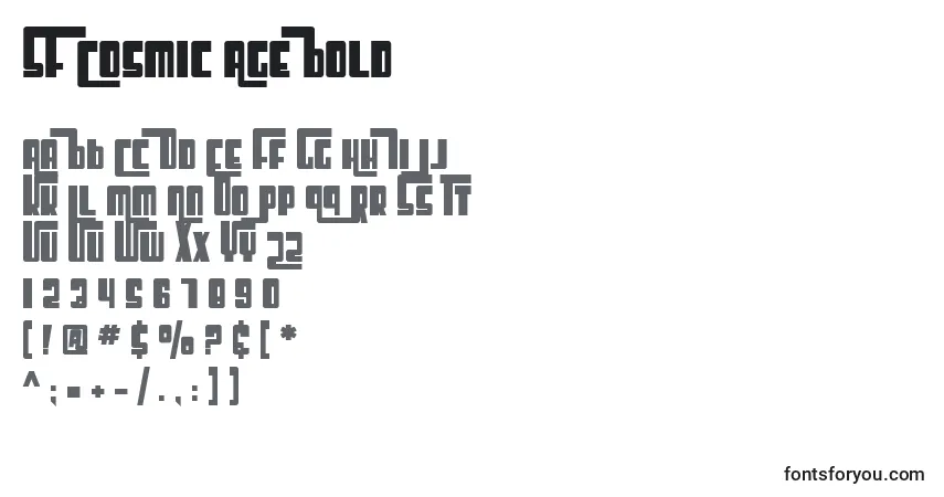 Шрифт SF Cosmic Age Bold – алфавит, цифры, специальные символы