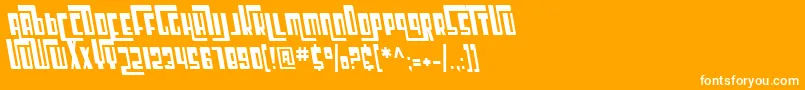 SF Cosmic Age Condensed Oblique Font – White Fonts on Orange Background