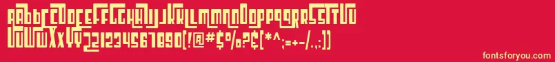 SF Cosmic Age Condensed Font – Yellow Fonts on Red Background