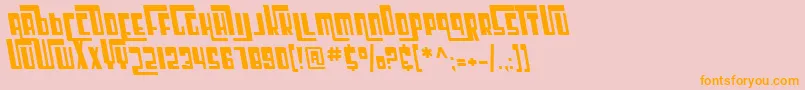 フォントSF Cosmic Age Oblique – オレンジの文字がピンクの背景にあります。