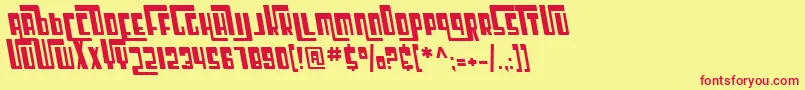 SF Cosmic Age Oblique-Schriftart – Rote Schriften auf gelbem Hintergrund