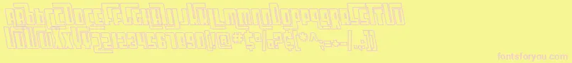 フォントSF Cosmic Age Outline Oblique – ピンクのフォント、黄色の背景