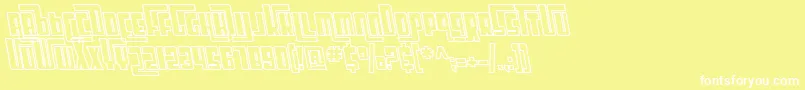 Шрифт SF Cosmic Age Outline Oblique – белые шрифты на жёлтом фоне