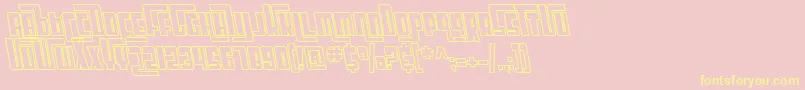 SF Cosmic Age Outline Oblique Font – Yellow Fonts on Pink Background