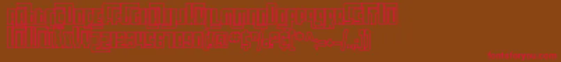 SF Cosmic Age Outline-Schriftart – Rote Schriften auf braunem Hintergrund