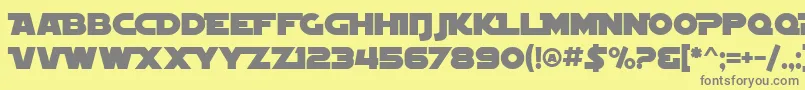 SF Distant Galaxy Alternate-fontti – harmaat kirjasimet keltaisella taustalla