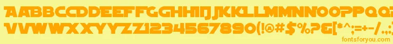 フォントSF Distant Galaxy Alternate – オレンジの文字が黄色の背景にあります。